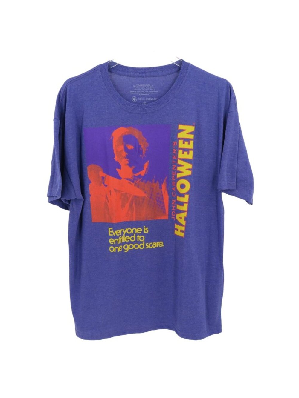 John Carpenters Halloween Mens Large 42/44 Purple Graphic Tee Shirt Top Horror